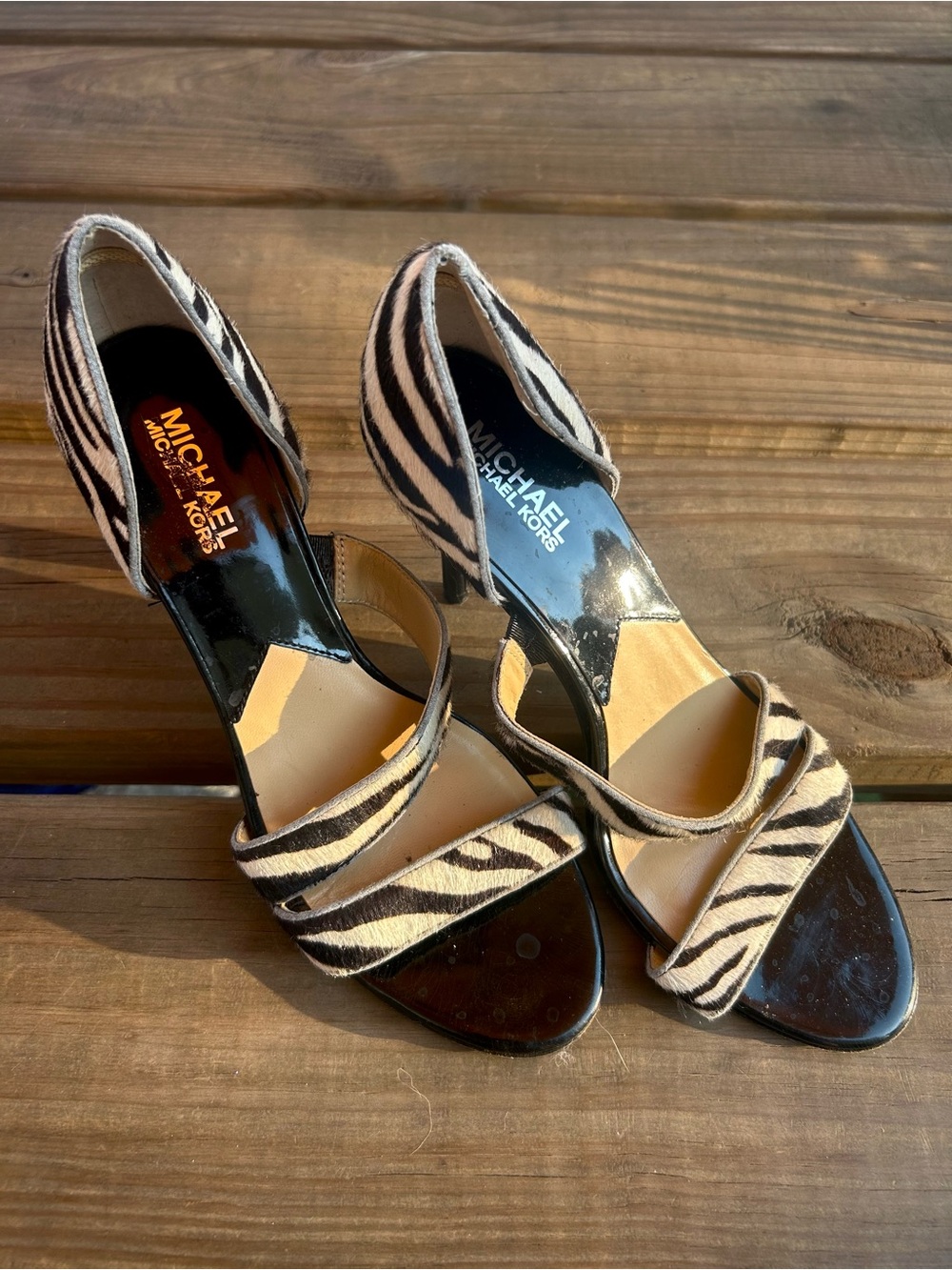 Michael Kors Zebra Calf Hair Strappy Sandals